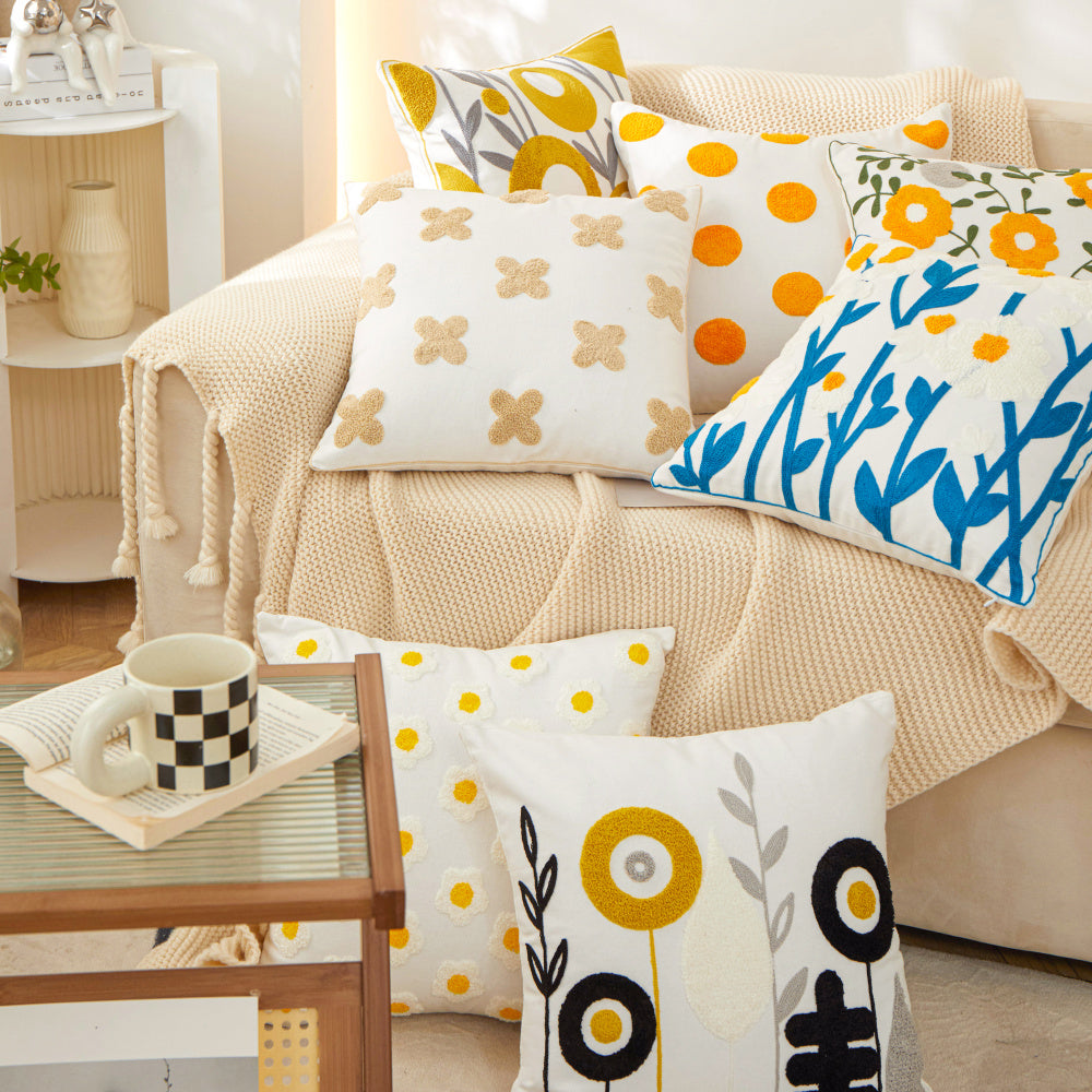 18"x18" Sunshine Blossom Whimsical Floral FULL set of Throw Pillow with insert