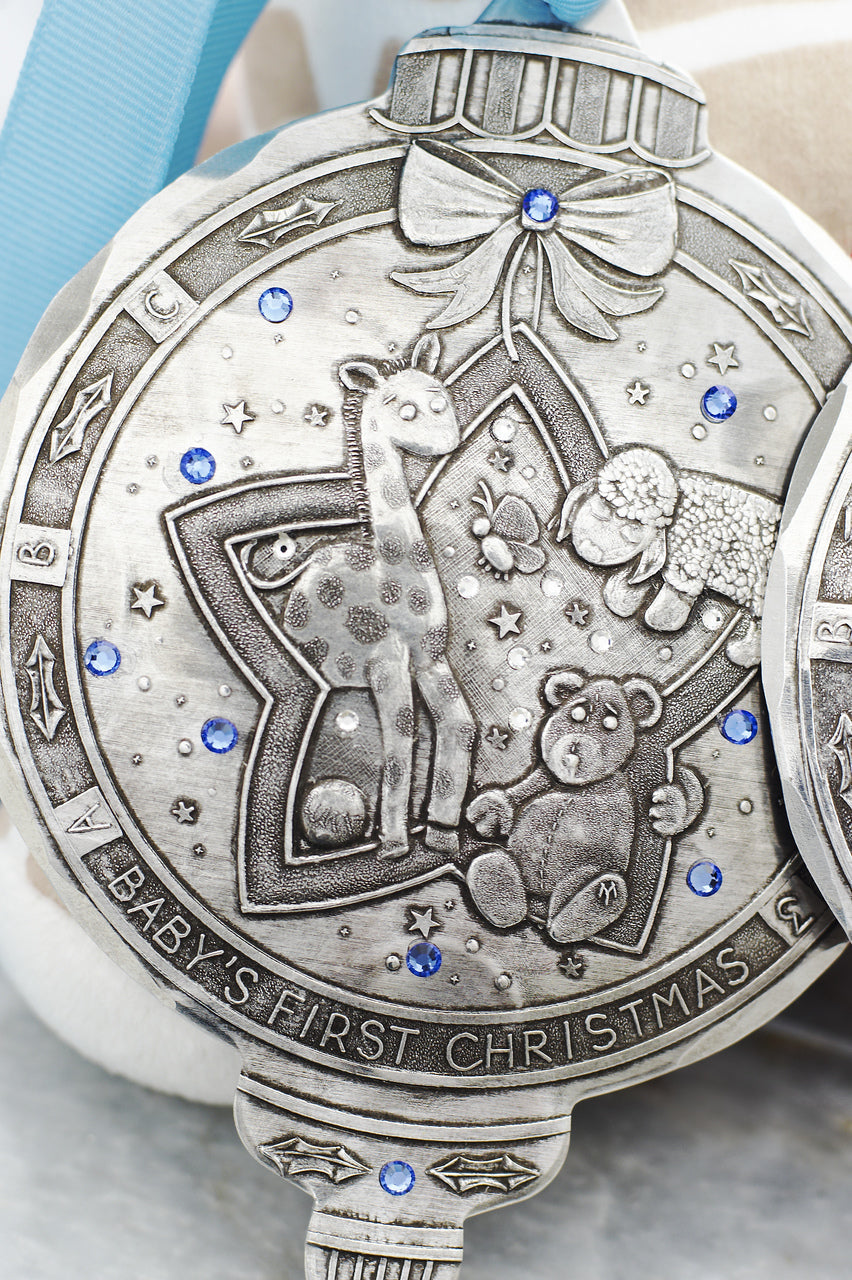 Baby Boy 1st Christmas Ornament with Crystals