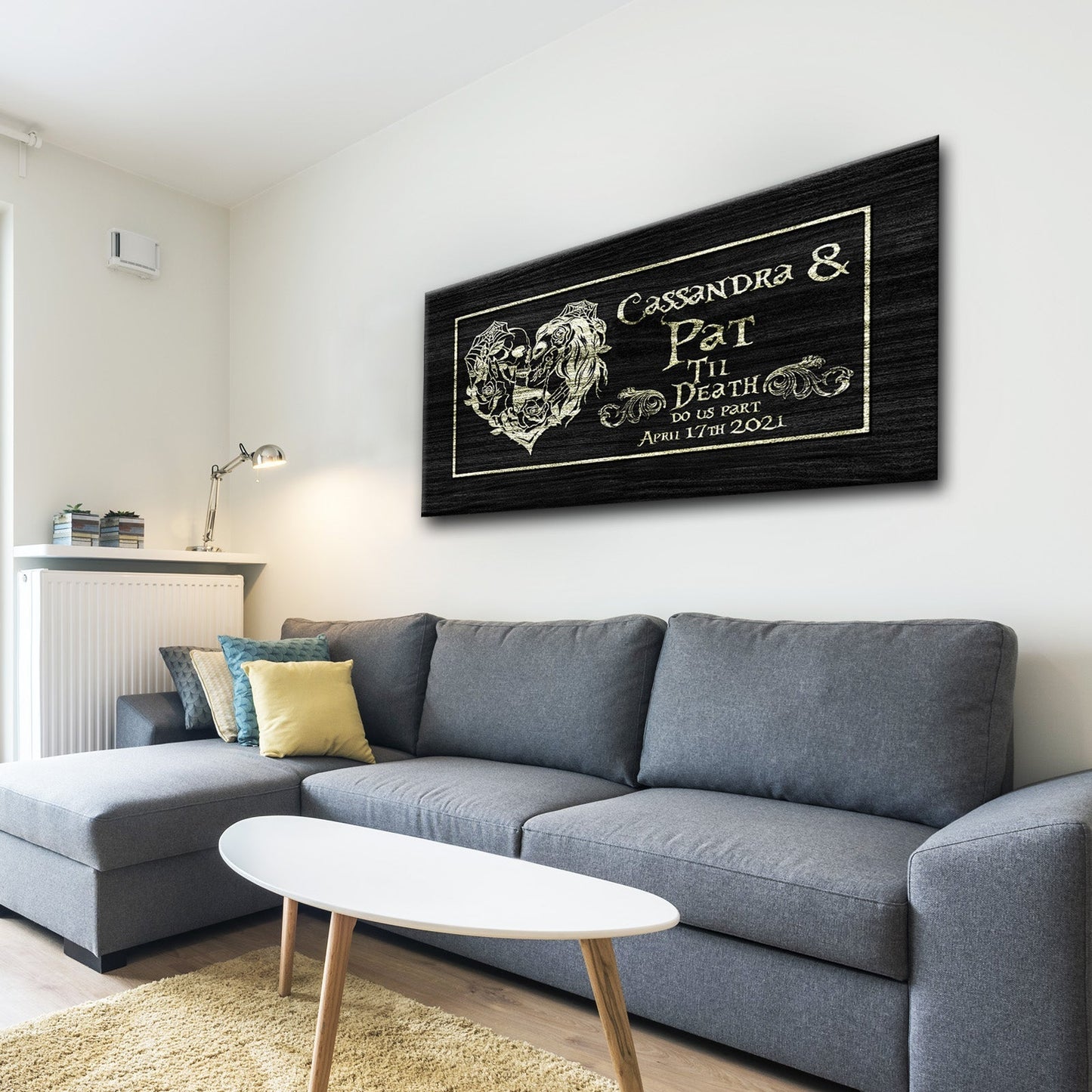 Till Death Do Us Part Personalized Skull Couple Sign - Unique Gothic Decor Art For Home & Living Room