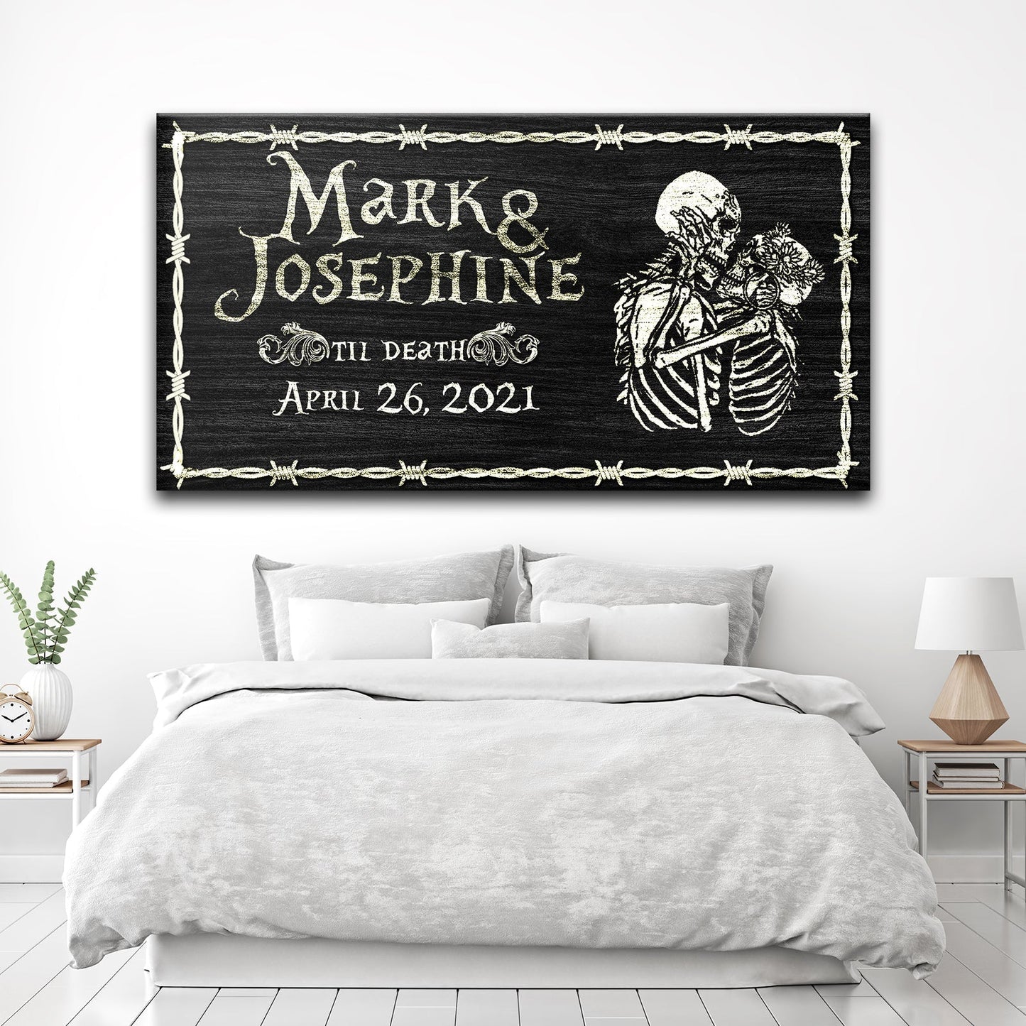 Till Death Do Us Part Personalized Skull Couple Sign - Unique Gothic Decor Art For Home & Living Room