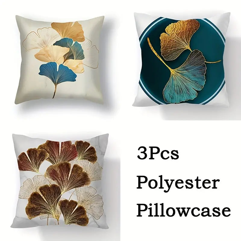 Ginkgo Biloba Polyester Throw Pillowcases - 3pcs Set