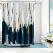 Navy Blue Oil Painting Shower Curtain for Your Bathroom