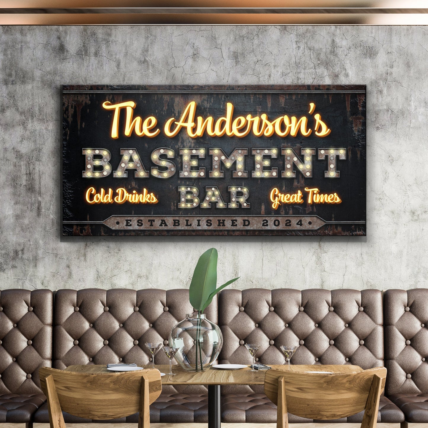 Custom Vintage Rust Basement Bar Sign III
