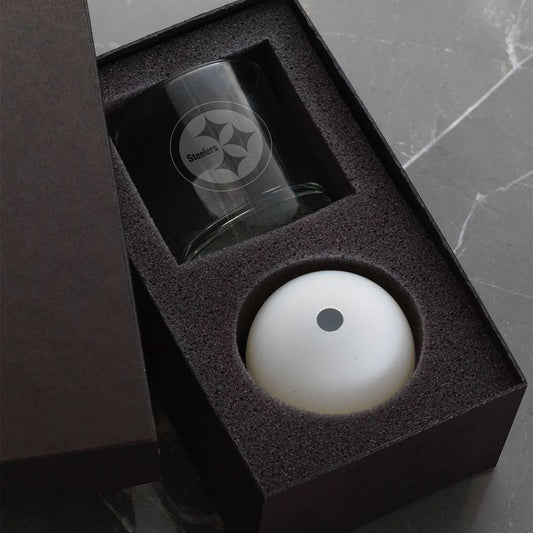 Pittsburgh Steelers Etched Rocks Glass & Ice Mold Gift Set