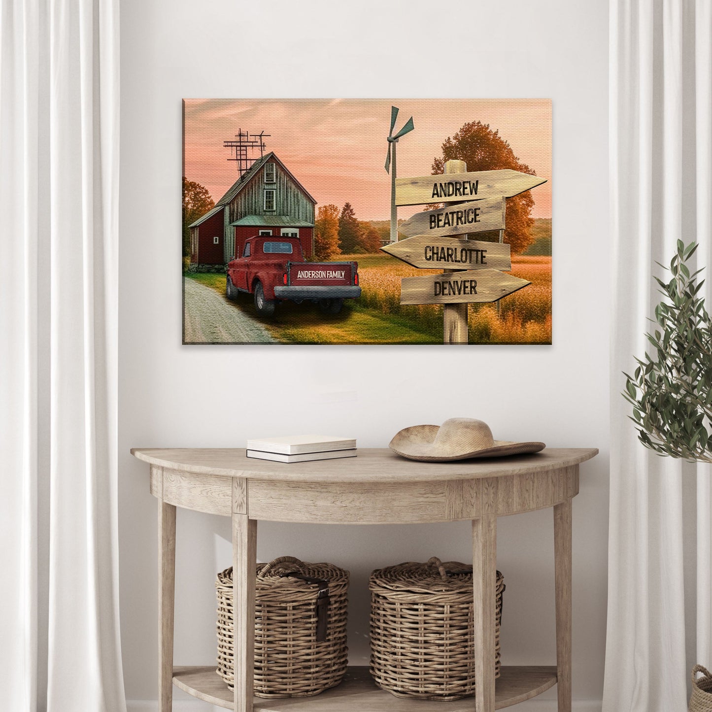 Old Truck Barn Family Names Sign