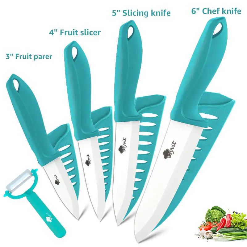 Five-Piece Standable White Zirconia Ceramic Knife Set