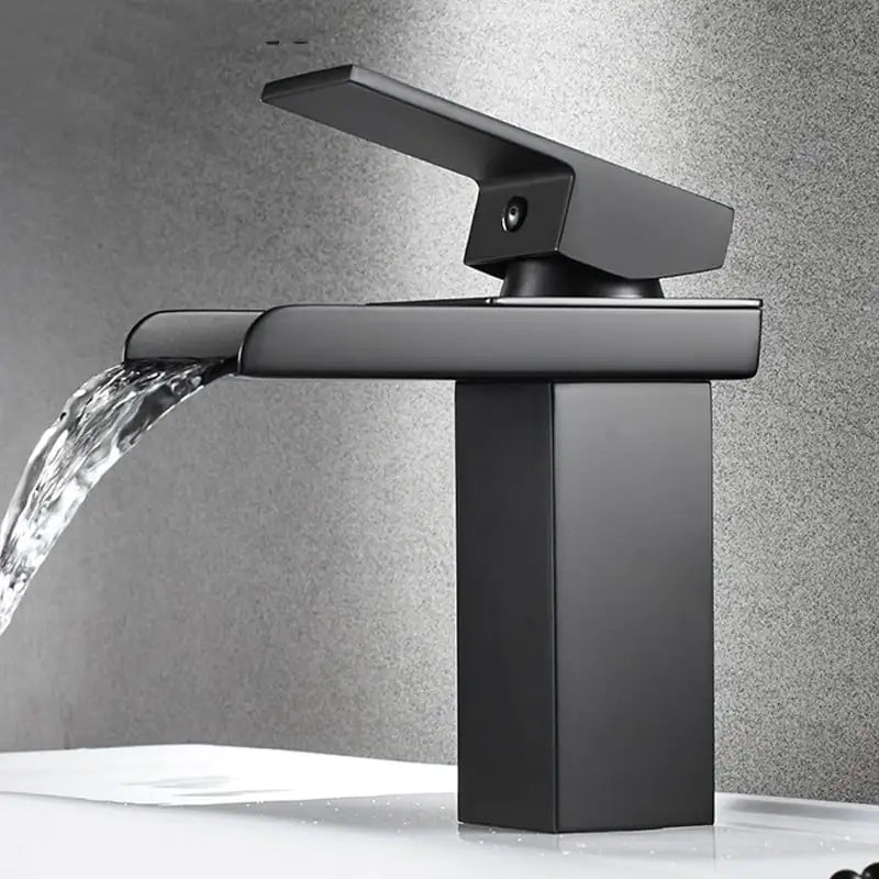 European Waterfall Faucet in Black Gold and Chrome Finish