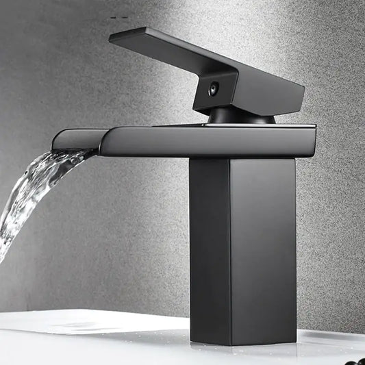 European Waterfall Faucet in Black Gold and Chrome Finish