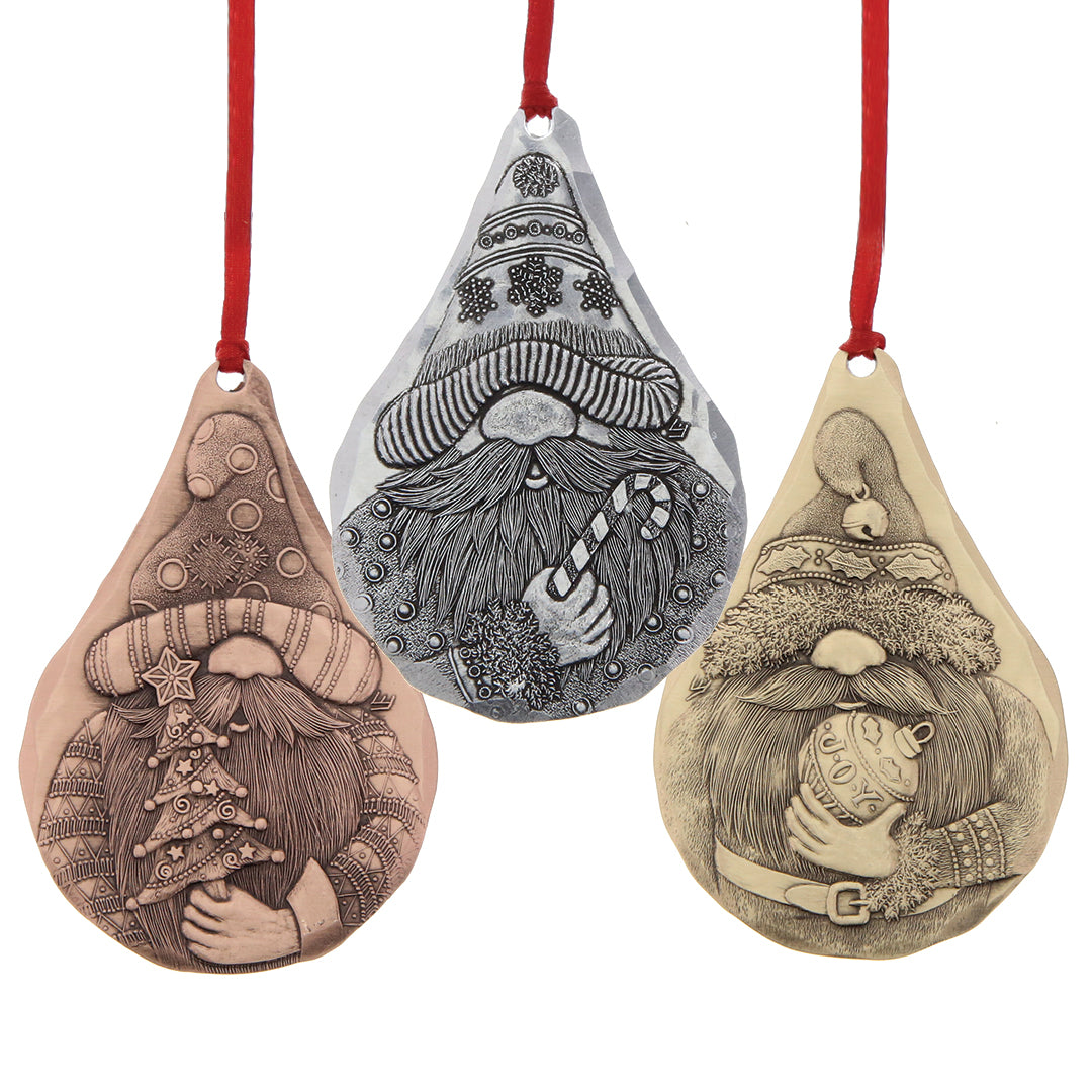 Gnomes 3-Piece Ornament Set (Mixed Metal)