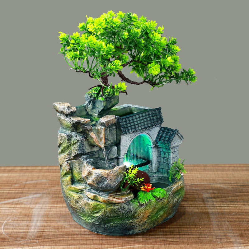 Rockery Tabletop Waterfall Bonsai Tree Fountain