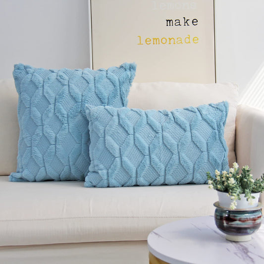 One 18"x18" with a matching color of one 12"x20" Square and rectangle combo set throw pillow covers with inserts