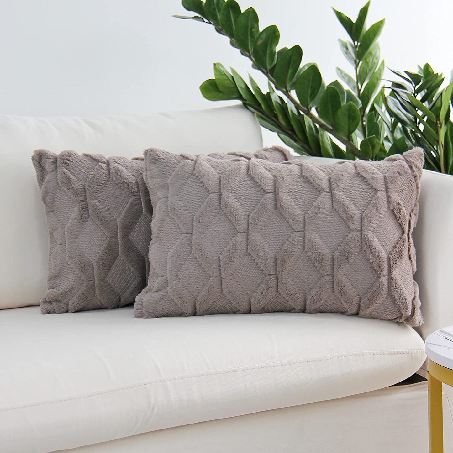 Rectangular Lumbar Plush Throw Pillow (With/Without Inserts) 12x12 inches, packs of 2