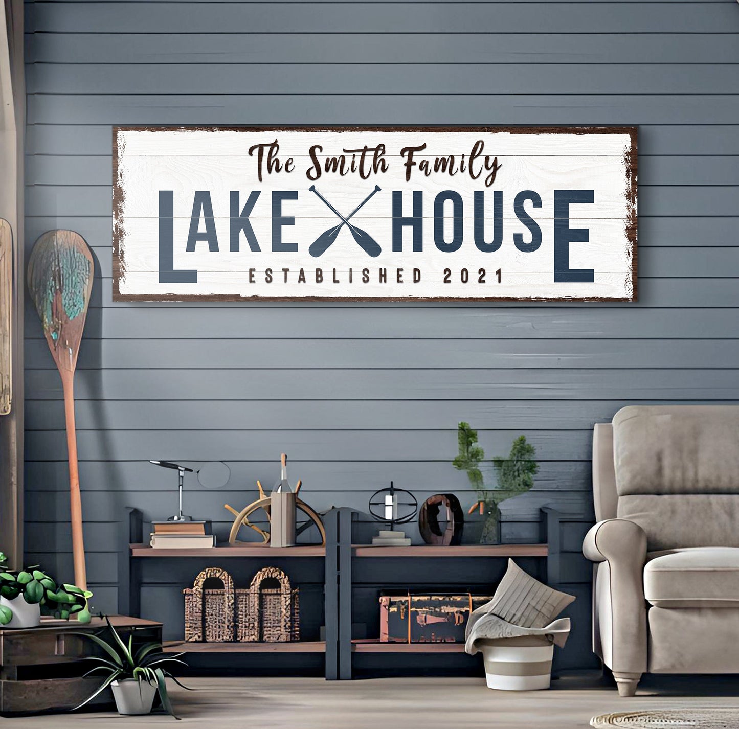 Family Lake House Arrow Sign II