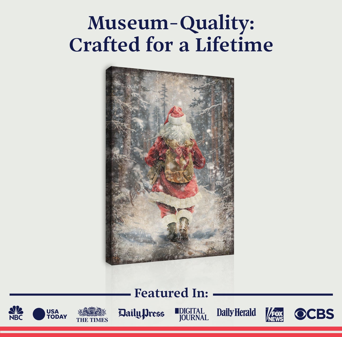 Vintage Santa Claus in Winter Forest Christmas Wall Art II