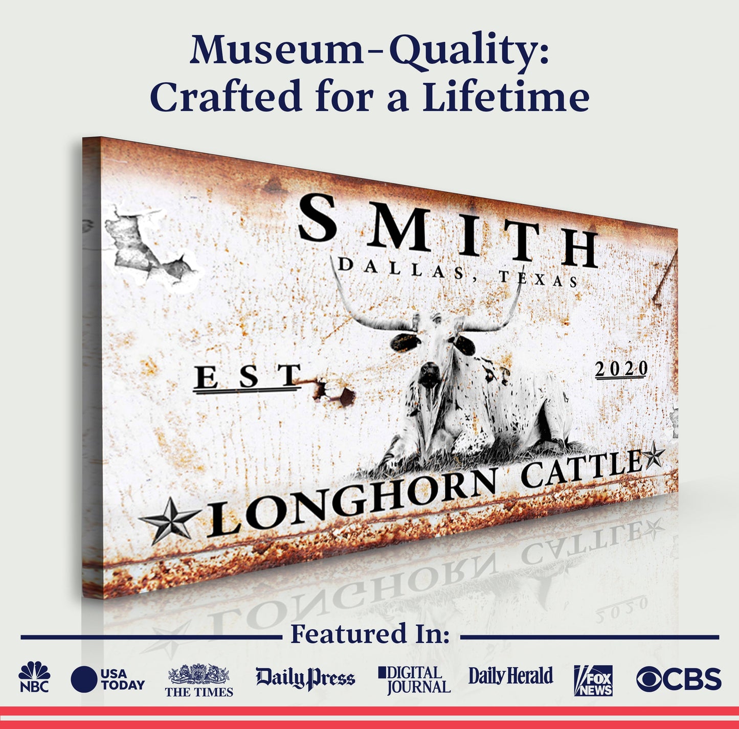 Longhorn Rustic Cattle Sign