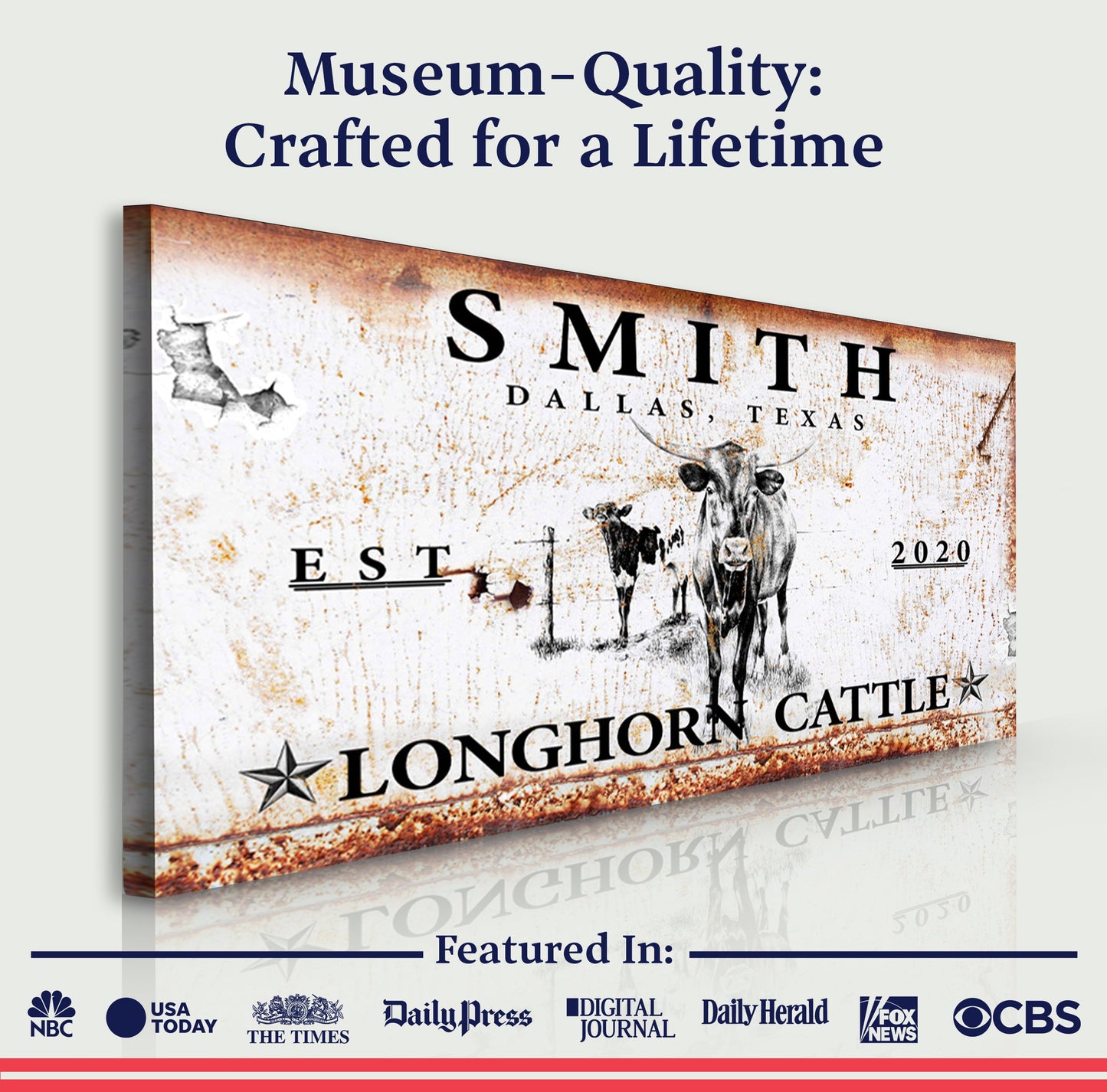 Longhorn Rustic Cattle Sign II