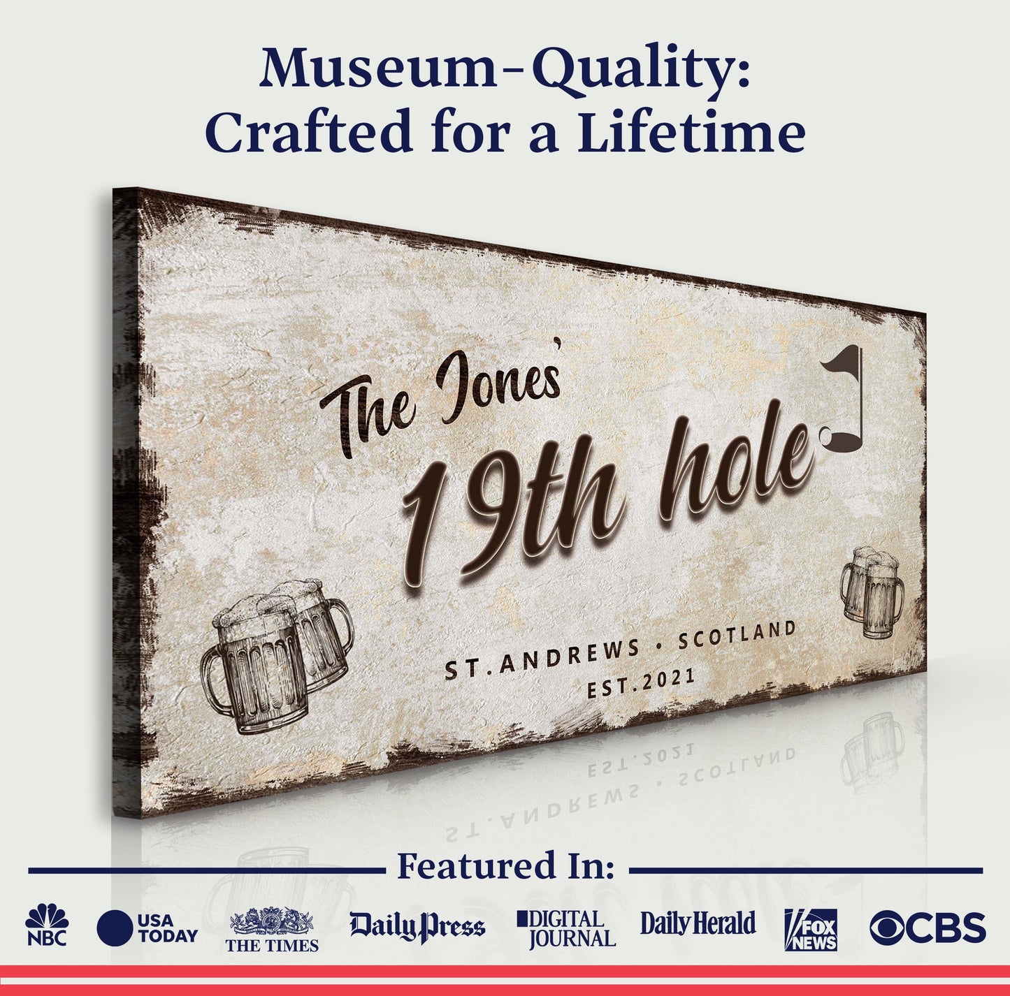 19th Hole Golf Personalized Sign III