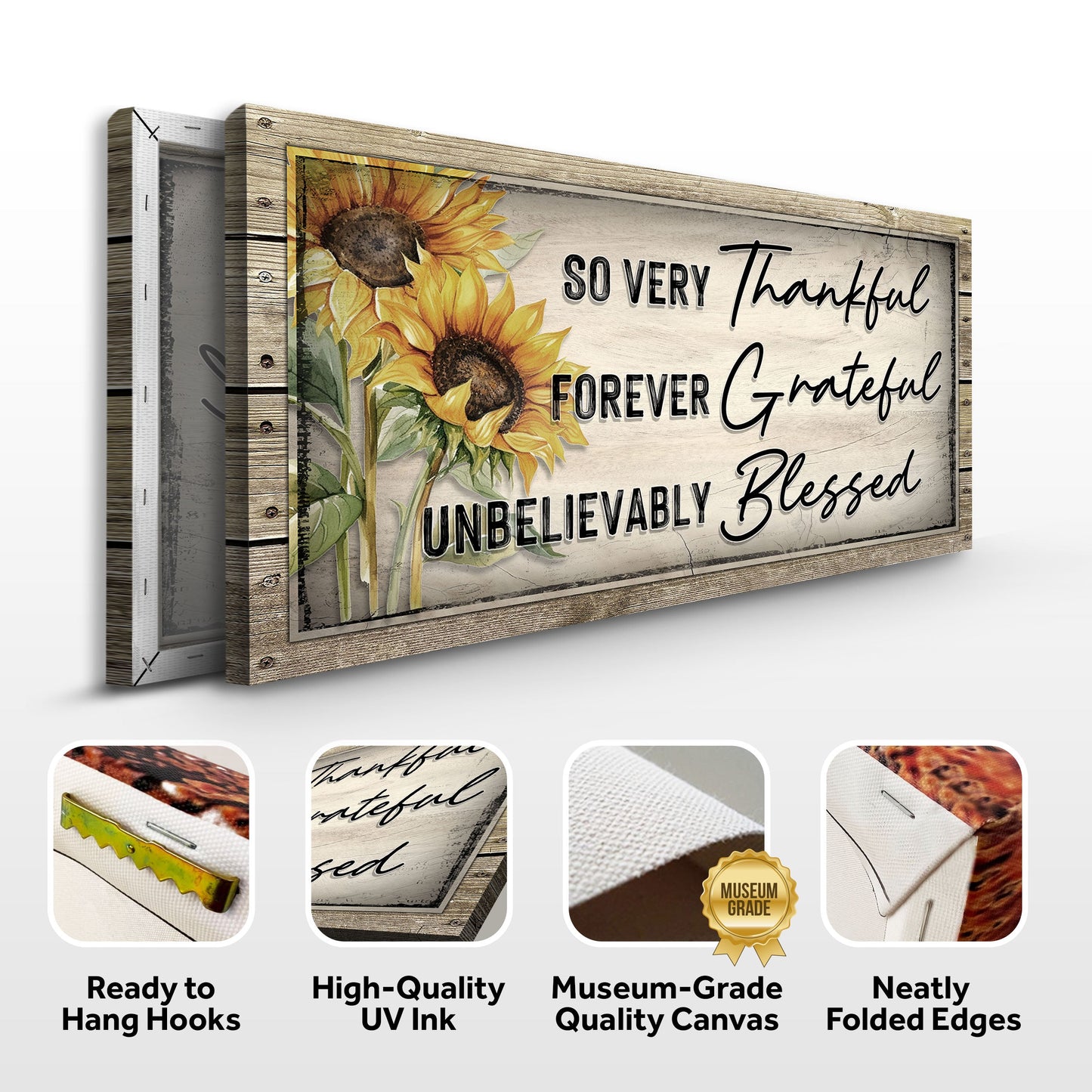 Grateful Thankful Blessed Family Sign II