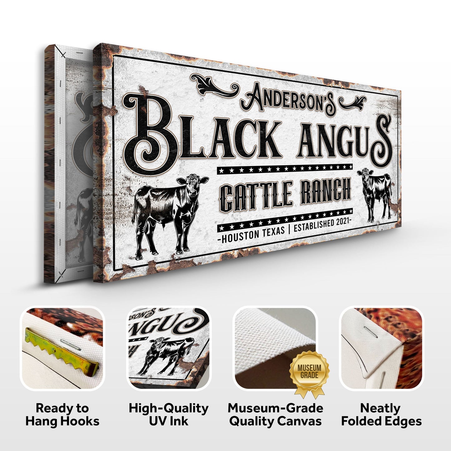 Personalized Black Angus Cattle Sign