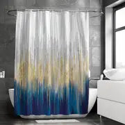 Navy Blue Oil Painting Shower Curtain for Your Bathroom