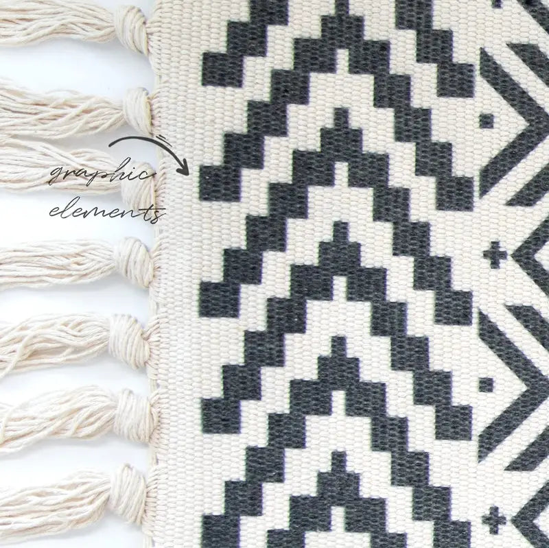 Bohemian Indoor Rug with Tassel Decor for Living Room