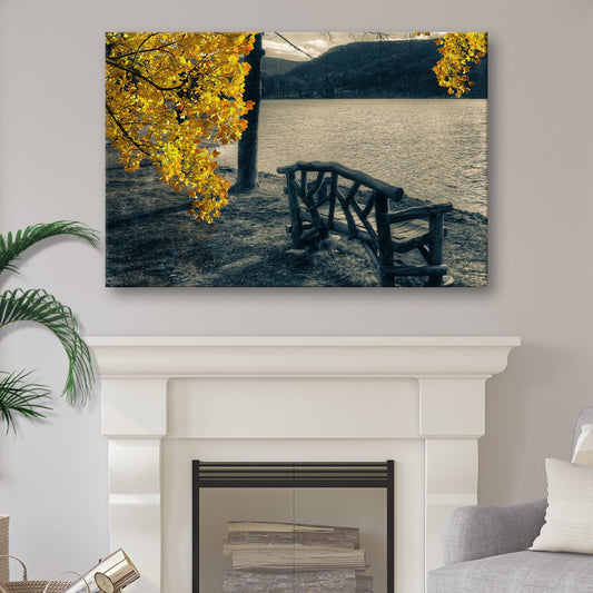 Lake Side Yellow Maple Tree Canvas Wall Art