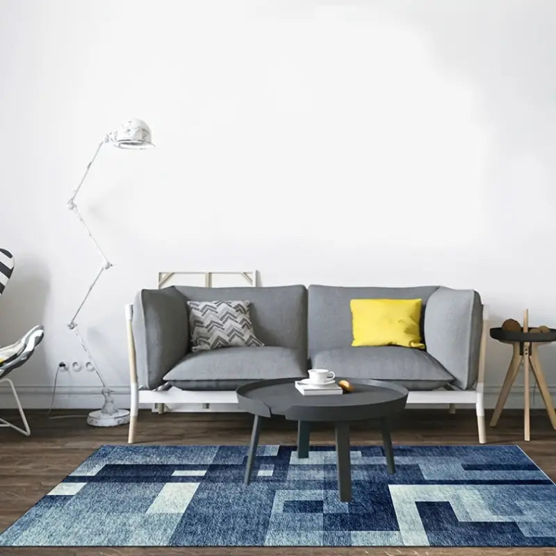 Blue Striped Area Rug for Bedroom