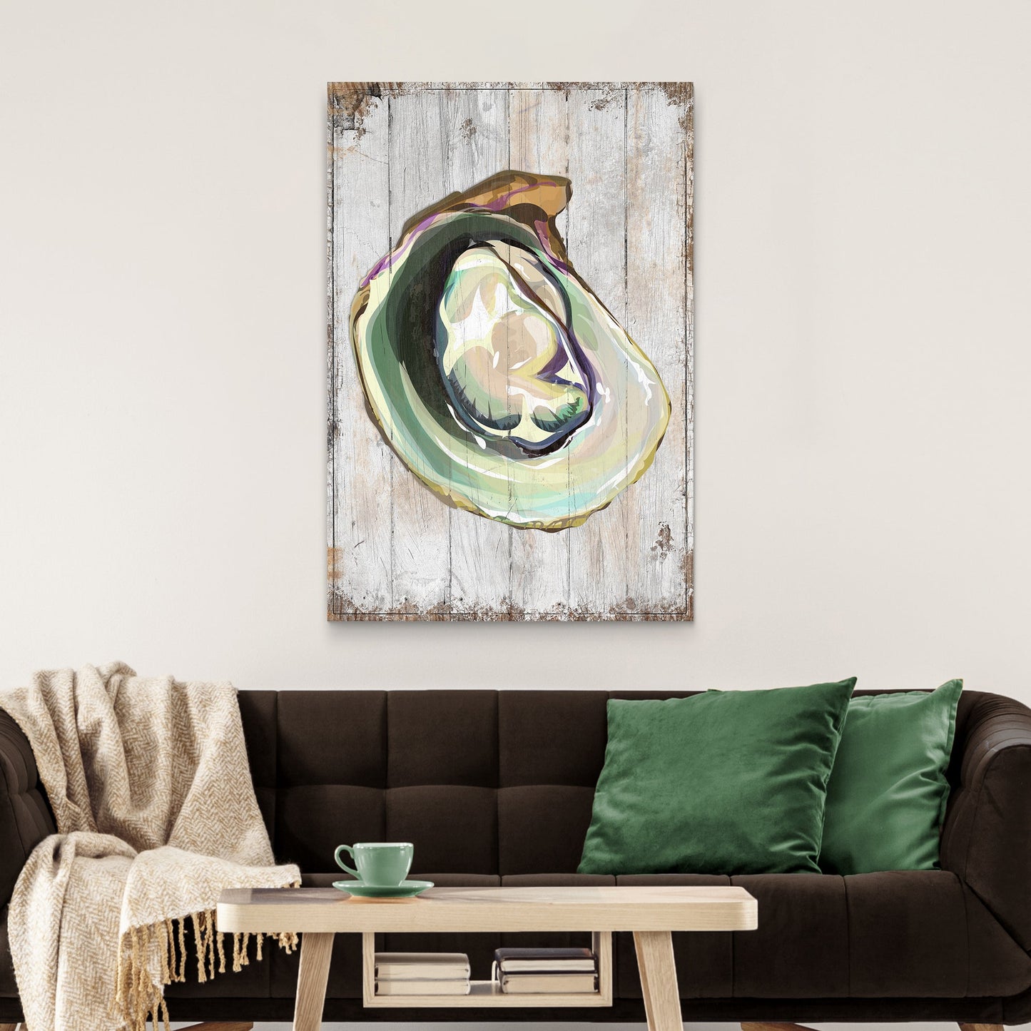 Oyster Shell Coastal Portrait Canvas Wall Art