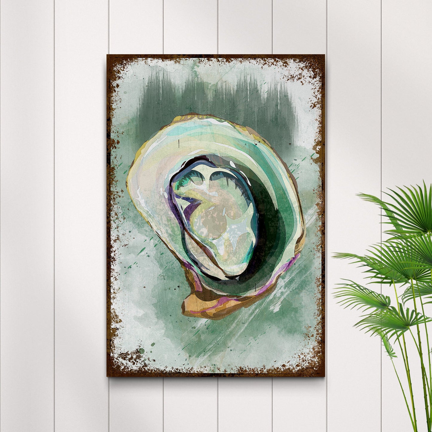 Oyster Shell Abstract Portrait Canvas Wall Art