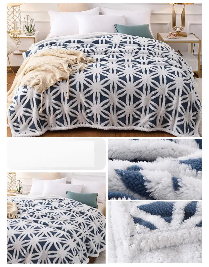 Sherpa & Milk Velvet Blanket, Pink for Office & Living Room