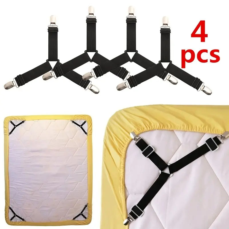 4pcs Adjustable Bed Sheet Holders and Clips
