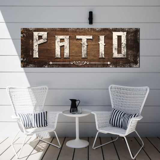 Distressed White Patio Sign