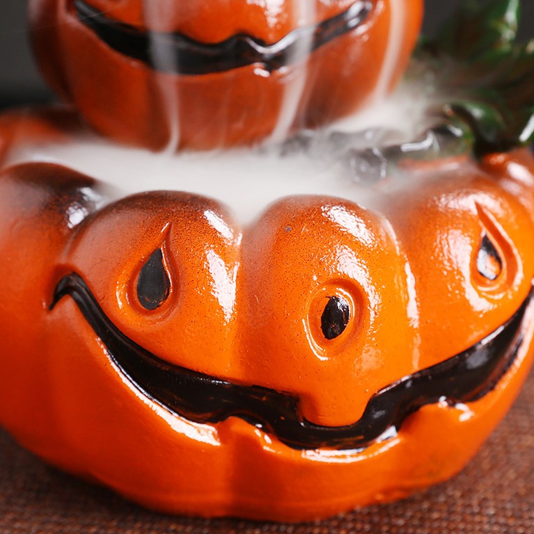 Handmade Halloween Pumpkin Backflow Incense Burner Waterfall