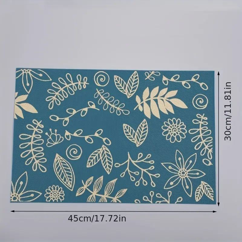 Single Rectangular PVC Table Mat with Leaf Print