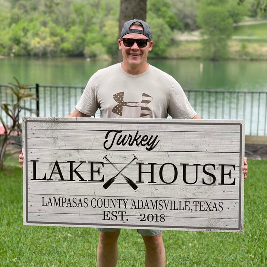 Family Lake House Paddle Sign