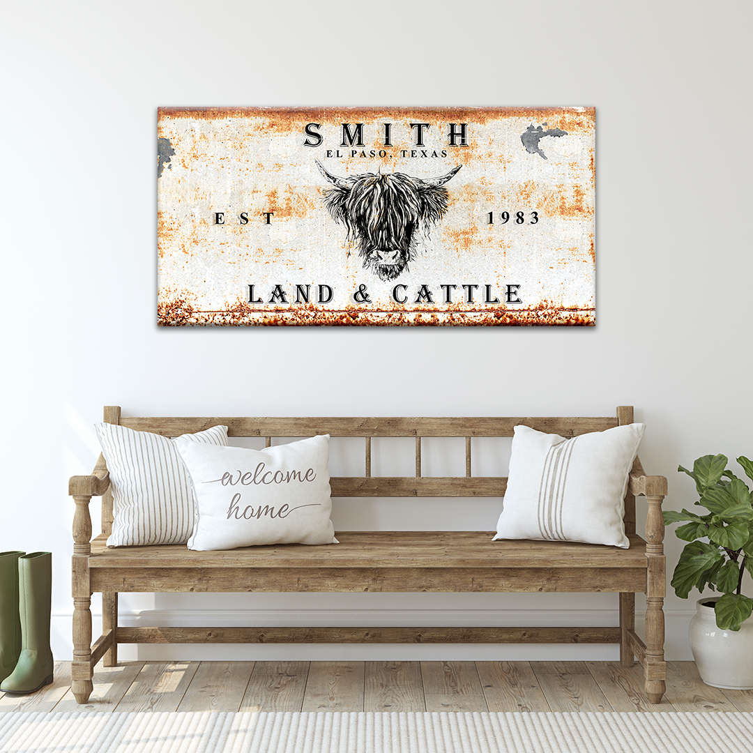 Land And Cattle Rustic Sign III