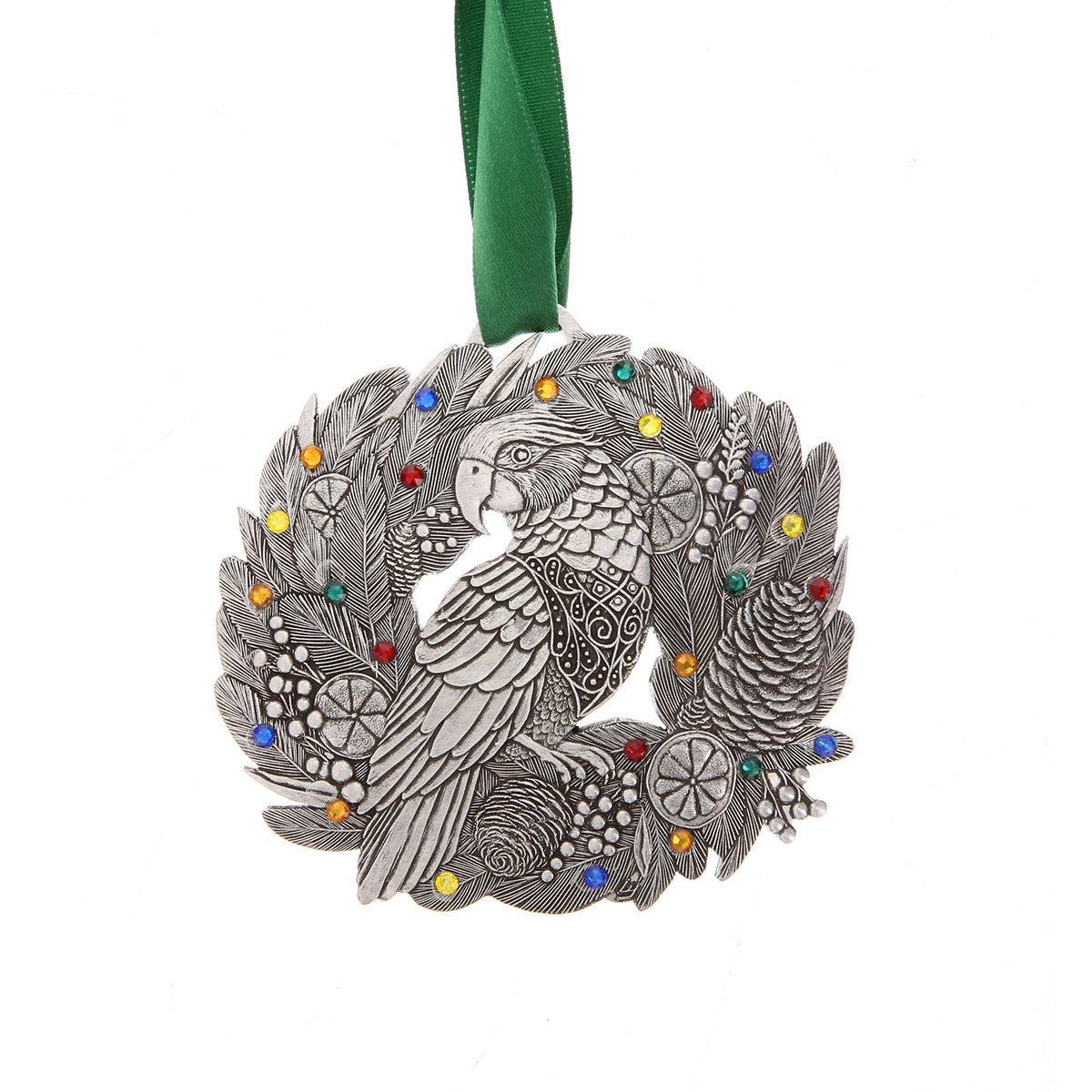 Merry Parrot Ornament with Crystals (Aluminum)
