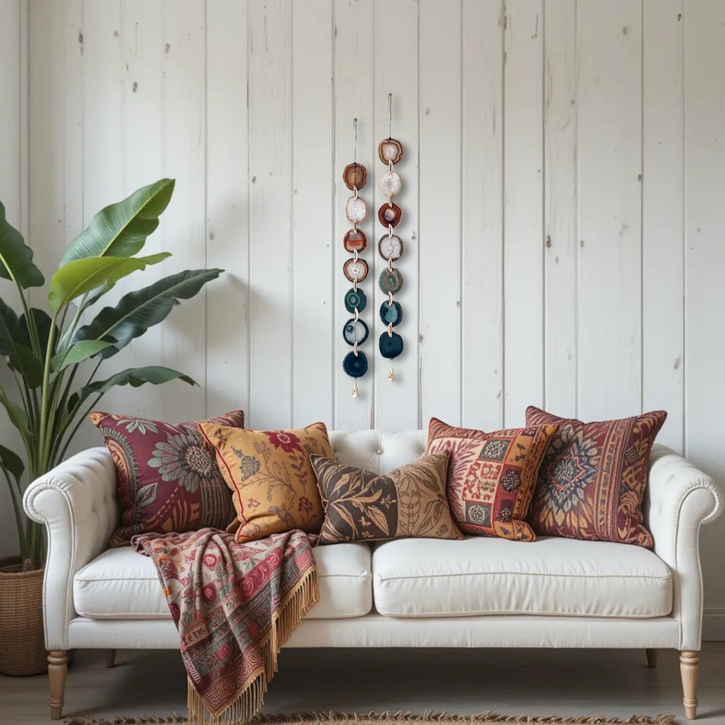 Natural Agate x Bell Garland Wall Hanging