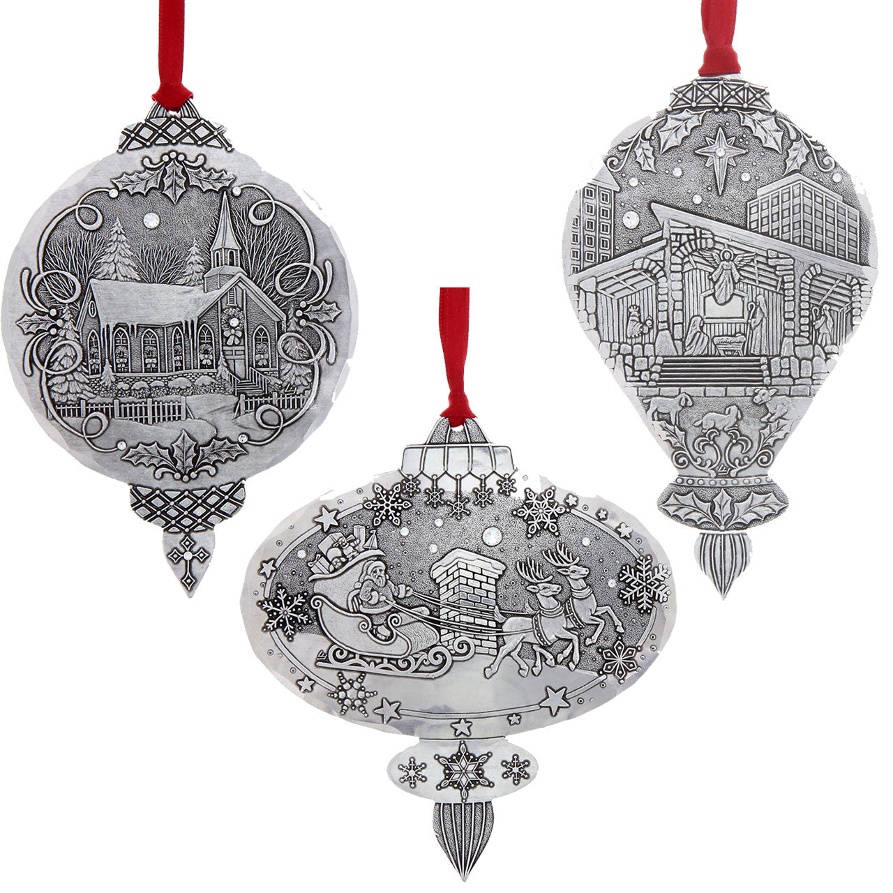 Portraits of Christmas 3-Piece Ornament Set