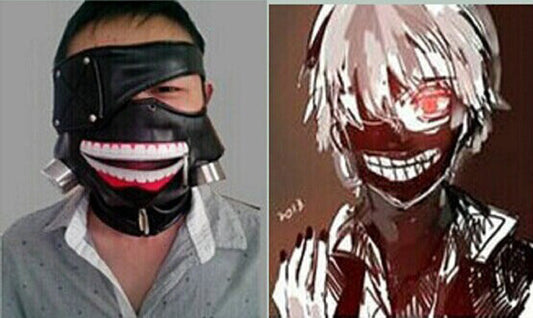 New anime tokyo ghoul cosplay prop zipper pu adjustable mask