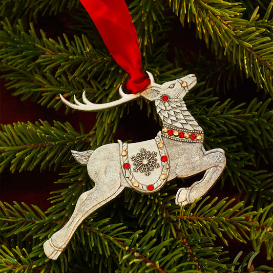 Merry Reindeer Ornament (Aluminum)