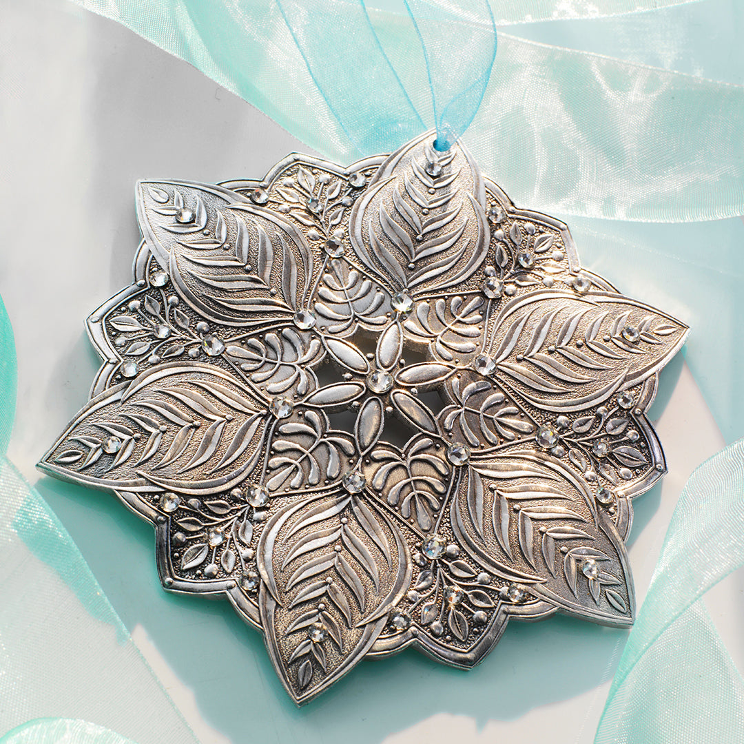 Snow Crystal Winter Greens Ornament (Aluminum)