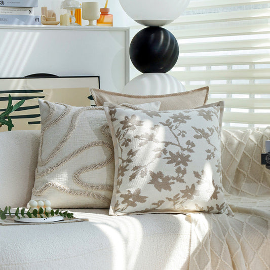 18" x18" Square Throw Pillow Jacquard Floral Chenille  2 sizes of  Insert options