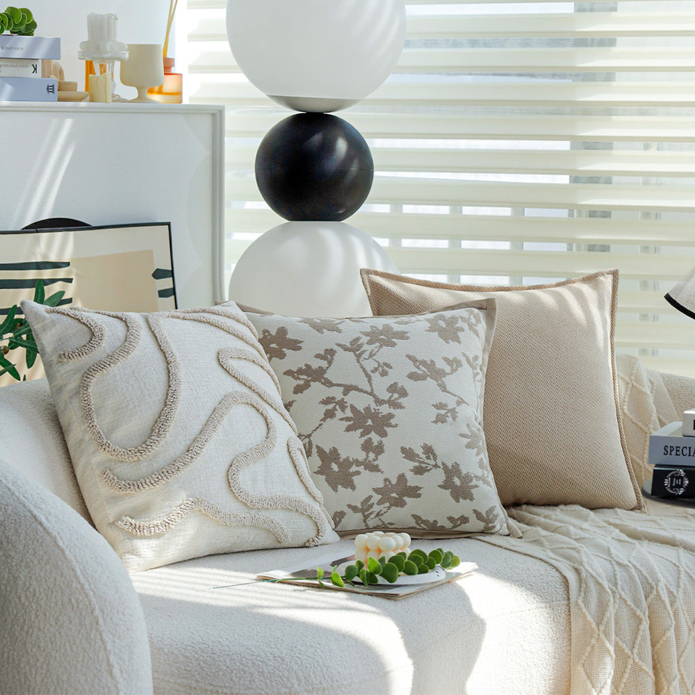 18" x18" Square Throw Pillow Jacquard Floral Chenille  2 sizes of  Insert options