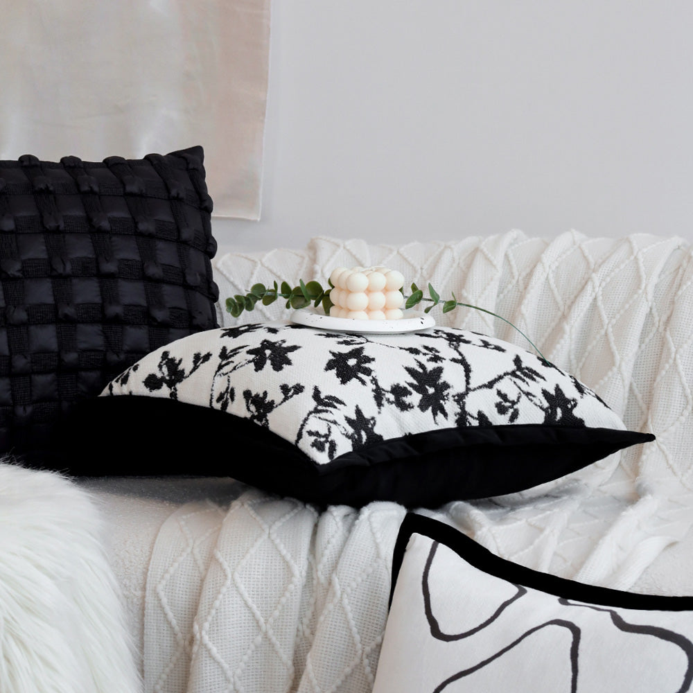 18" x18" Square Throw Pillow Jacquard Floral Chenille  2 sizes of  Insert options