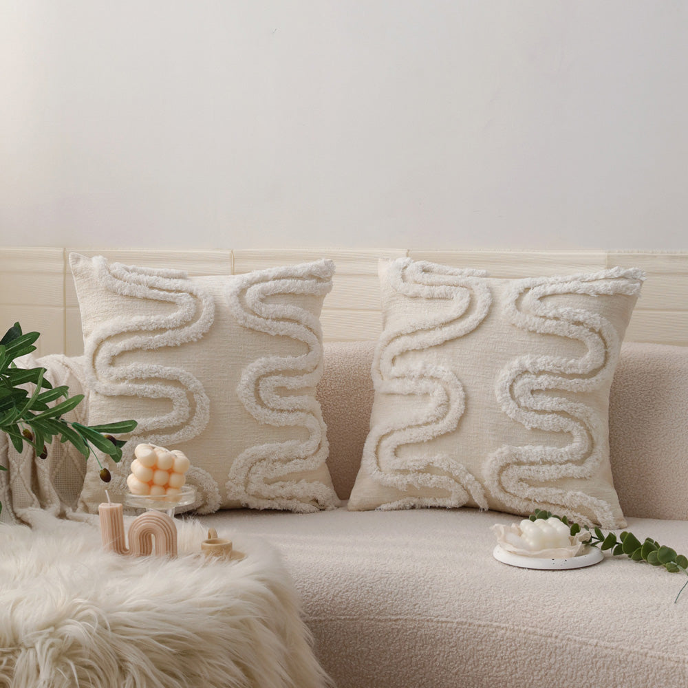 18"x 18" Square Throw Pillow Textured Chenille Boho  size of 20"x20" Insert as optional