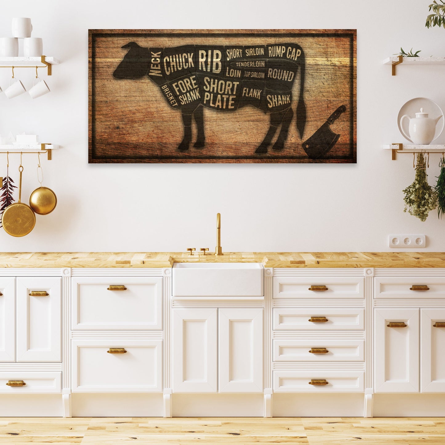 Cow Butcher Kitchen Sign II