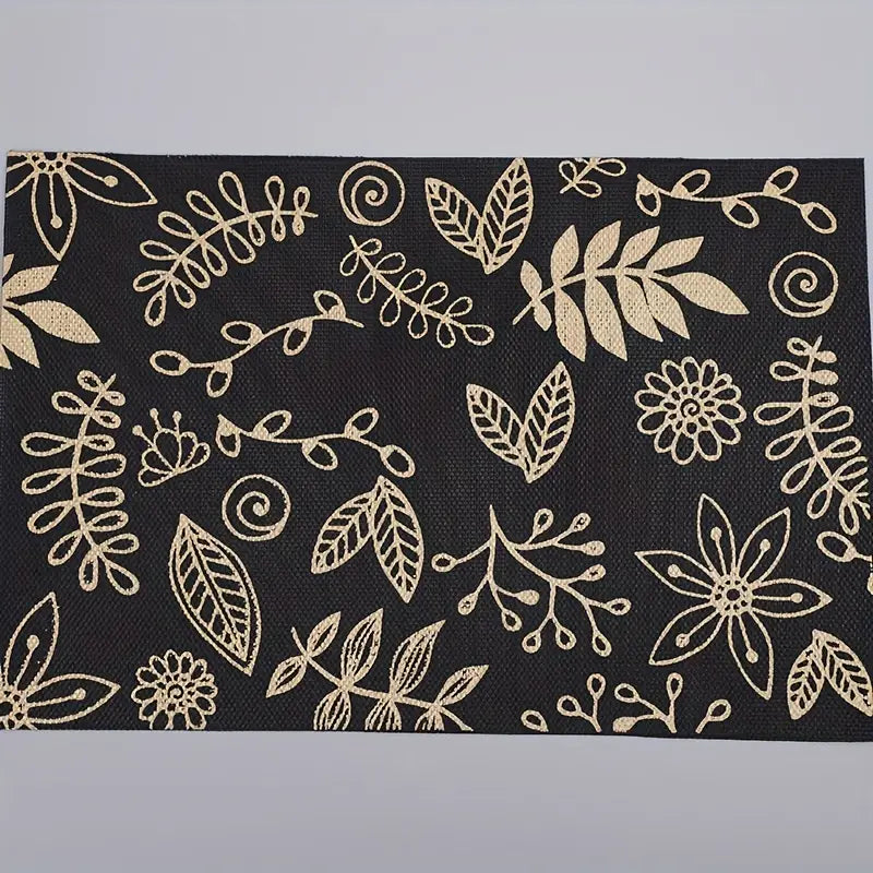 Single Rectangular PVC Table Mat with Leaf Print