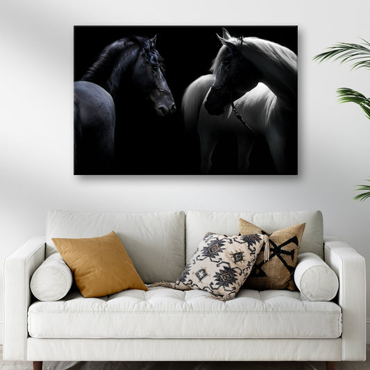 Monochromatic Horses Canvas Wall Art