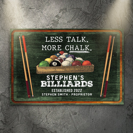 Less Talk More Chalk Billiards Sign II
